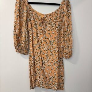 Floral Print Women's Dress in Orange